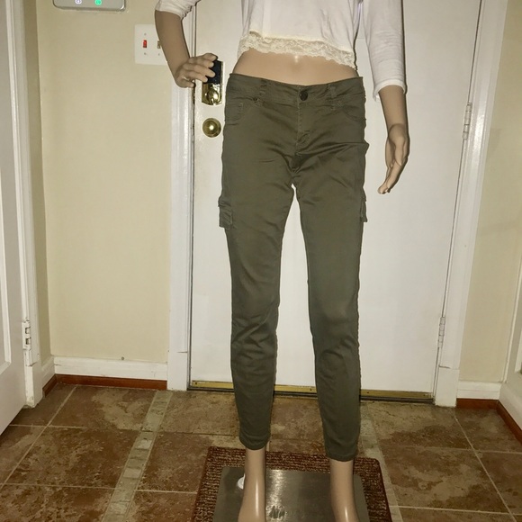 Pants - Olive Army Green Cargo Skinny Trouser Pants